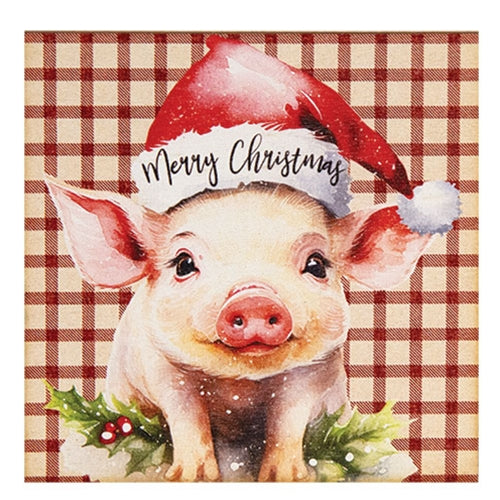 Merry Christmas Piggy Square Magnet