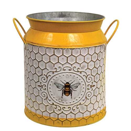 Honeycomb Bee Distressed Metal Milk Can