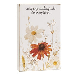 Grateful for Everything Fall Floral Box Sign 3 Asstd.