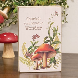 Cherish Your Sense of Wonder Mushroom Floral Block