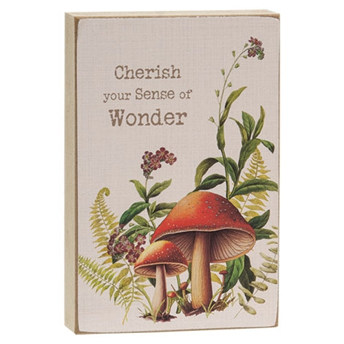 Cherish Your Sense of Wonder Mushroom Floral Block