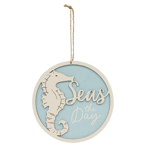 Seas the Day Seahorse Round Hanger