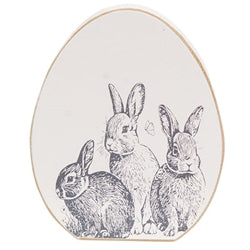 Easter Bunny Sketch Wooden Egg Block - 3 Asstd.