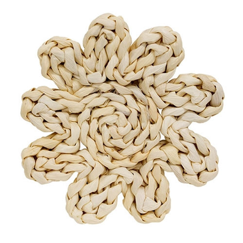 Corn Husk Flower Shape Candle Mat Small