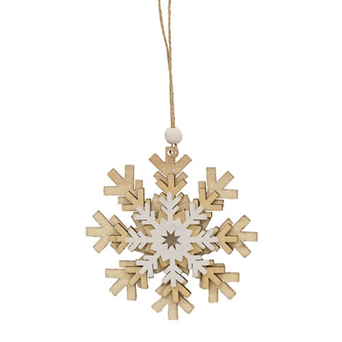 Layered Glittered Wooden Snowflake Ornament