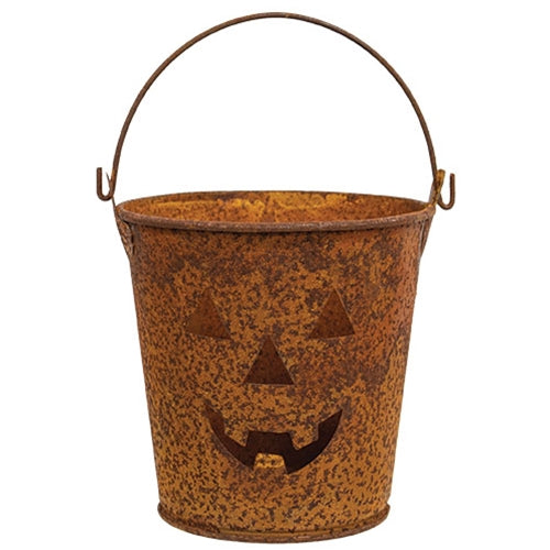 Rusty Jack O Lantern Luminary Bucket