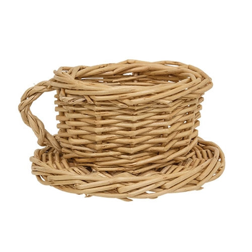 Natural Willow Coffee Cup & Saucer Basket - 4.5" x 2.5"