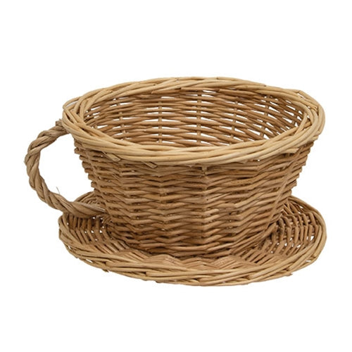 Natural Willow Coffee Cup & Saucer Basket - 8" x 4"