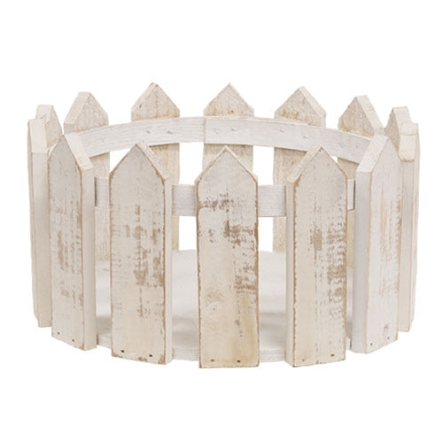 Distressed White Wooden Picket Jar Candle Holder - 9.5"