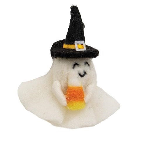 Felted Halloween Candy Corn Ghost Ornament