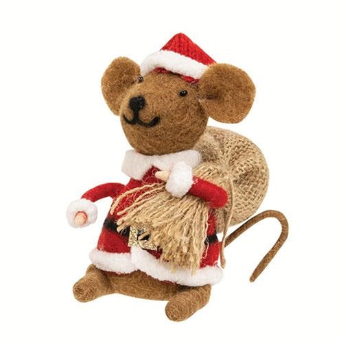 Santa Mouse Felted Ornament