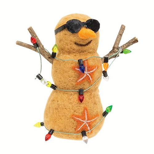 Beach Snowman Felted Ornament