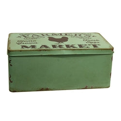 2/Set Distressed Metal Farmer's Market Boxes w/Lids