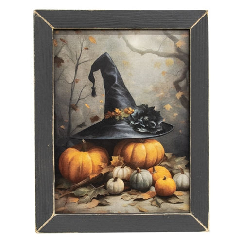 Witch's Hat & Pumpkins Framed Print 12x16