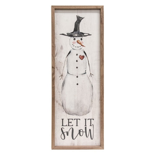 Let It Snow Heart Patch Snowman Framed Print - 8.75" x 24.5"