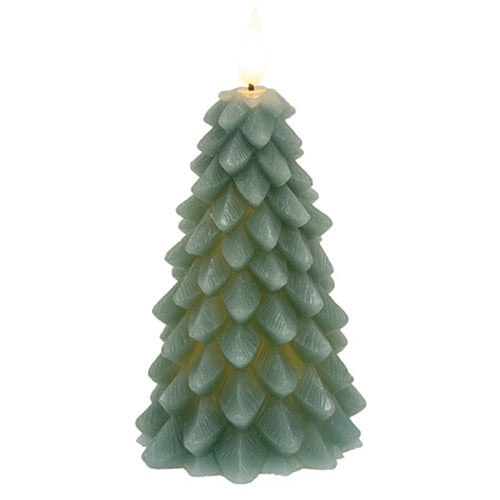 Green Wax Christmas Tree Timer Candle 6.25"H