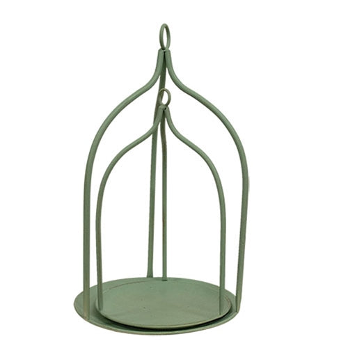 2/Set - Sage Green Metal Open Air Lanterns