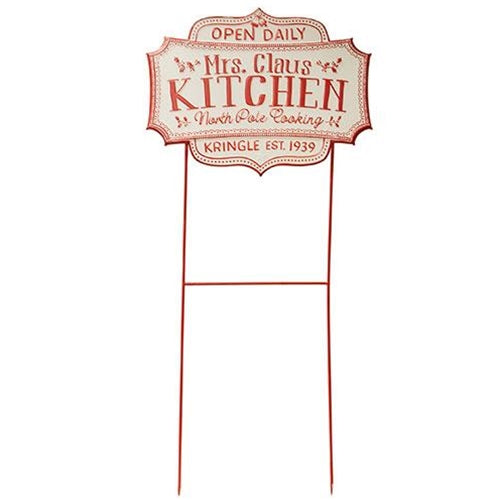 Metal Mrs. Claus Kitchen Yard Sign