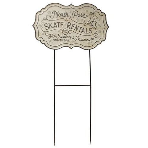 Metal North Pole Skate Rentals Yard Sign