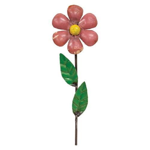 Vintage Metal Pink Daisy Planter Stake