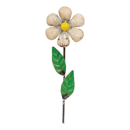 Vintage Metal White Daisy Planter Stake