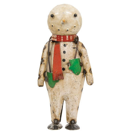 Vintage Metal Snowman w/Green Mittens