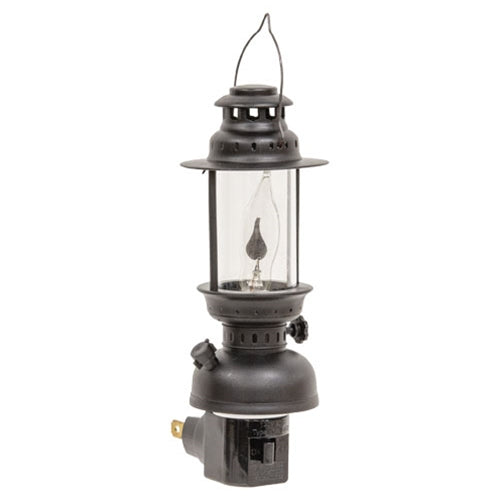 Black Lantern Plug-In Nightlight w/1 W Flicker Bulb