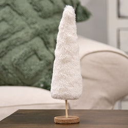 Furry White Sparkle Christmas Tree 12"H