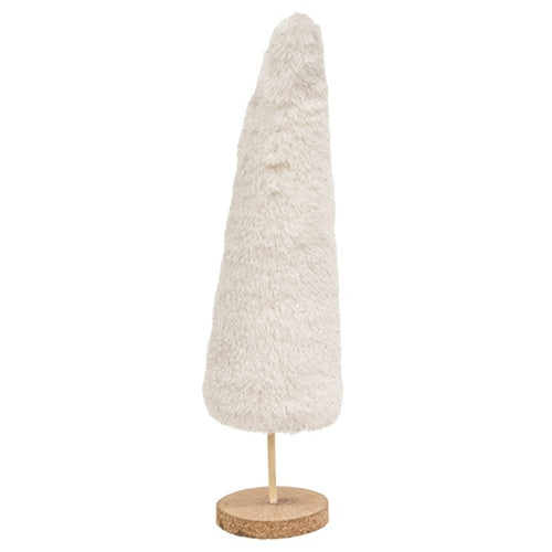 Furry White Sparkle Christmas Tree 12"H