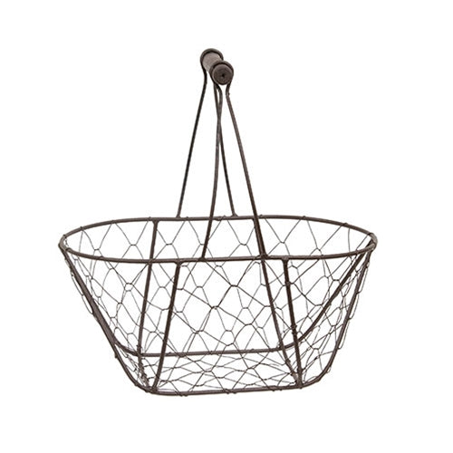 Chicken Wire Oval Basket w/Handle