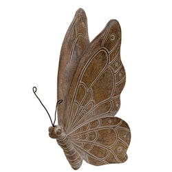 Distressed Carved Wood Look Resin Butterfly - 2 Asstd.