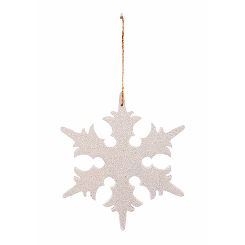 *White Glitter Snowflake Ornament 8"