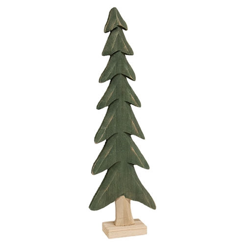 Dark Green Wooden Tree 17.5"