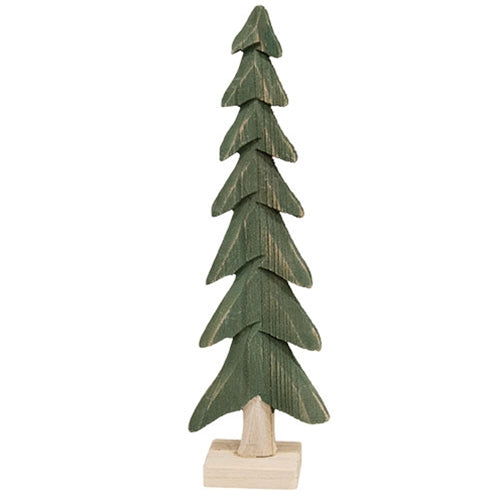 Dark Green Wooden Tree 14"