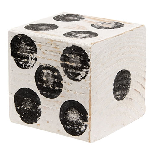 Distressed Wooden White Die