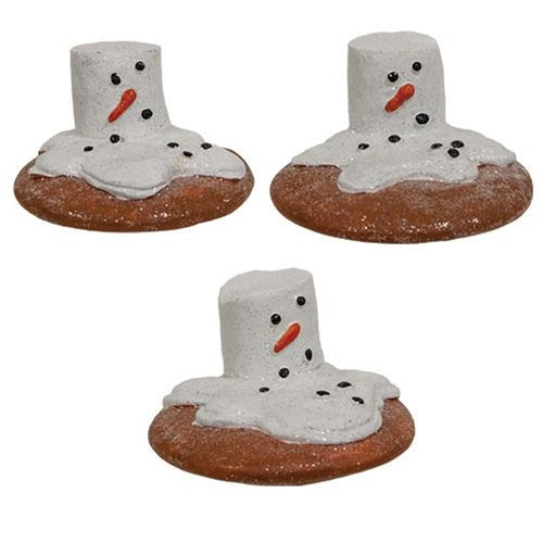 Resin Melting Marshmallow Snowman Cookie 3 Asstd.