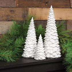 3/Set Glittered White Resin Christmas Trees