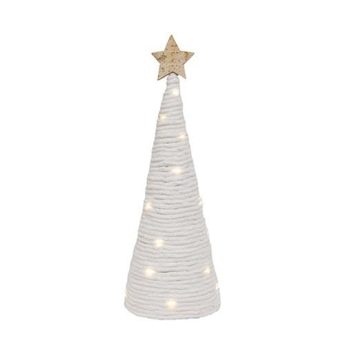 White Yarn Christmas Tree w/LED Lights Large