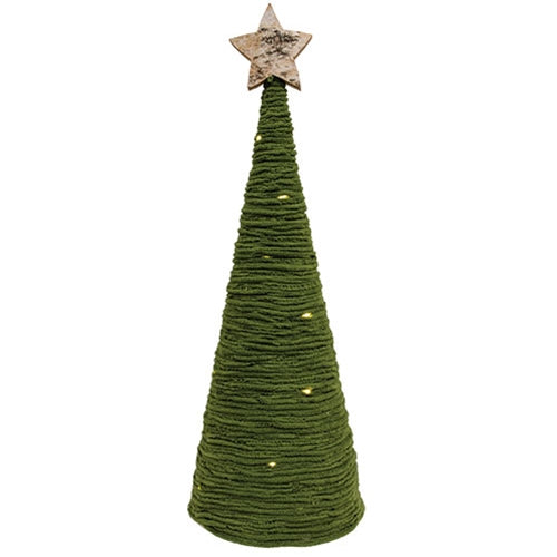 Green Yarn Christmas Tree w/LED Lights Large