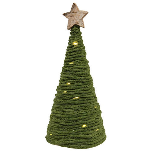 Green Yarn Christmas Tree w/LED Lights Small