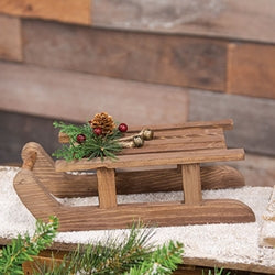 Wood Sled w/ Pine and Berries