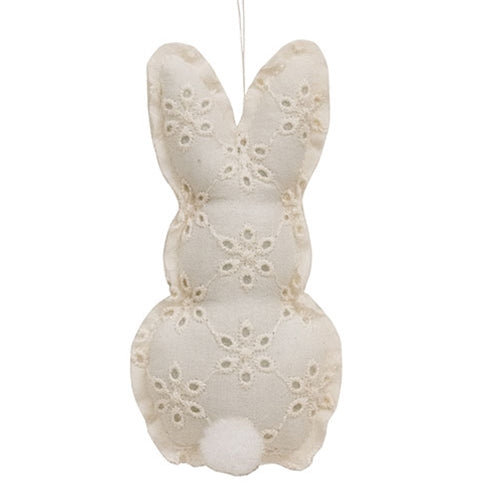 Ivory Eyelet Bunny Fabric Ornament