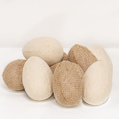 9/Set Natural & Ivory Burlap Eggs