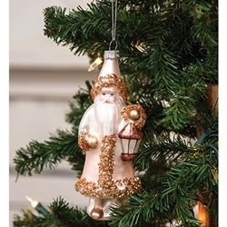 Vintage Pink Glass Santa Ornament