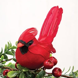 Mini Red Feathered Cardinal Clip