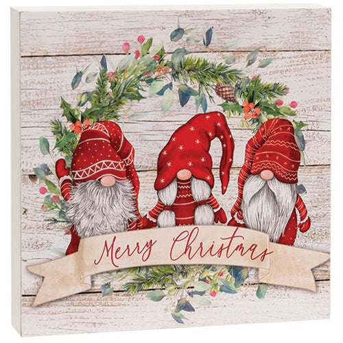 *Merry Christmas Gnome Wood Block 2 Assorted