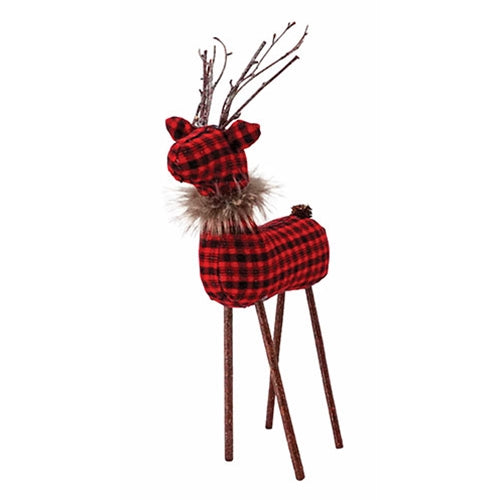 *Lg Red/Black Plaid Reindeer