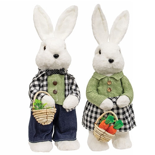 Mr. & Mrs. Gingham Fabric Bunnies 2 Asstd.