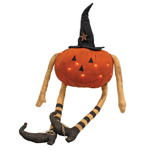 Stuffed LED Witchy Jack O Lantern Sitter