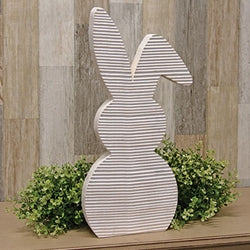 Distressed White Corrugated Wooden Bunny Sitter - 18"H